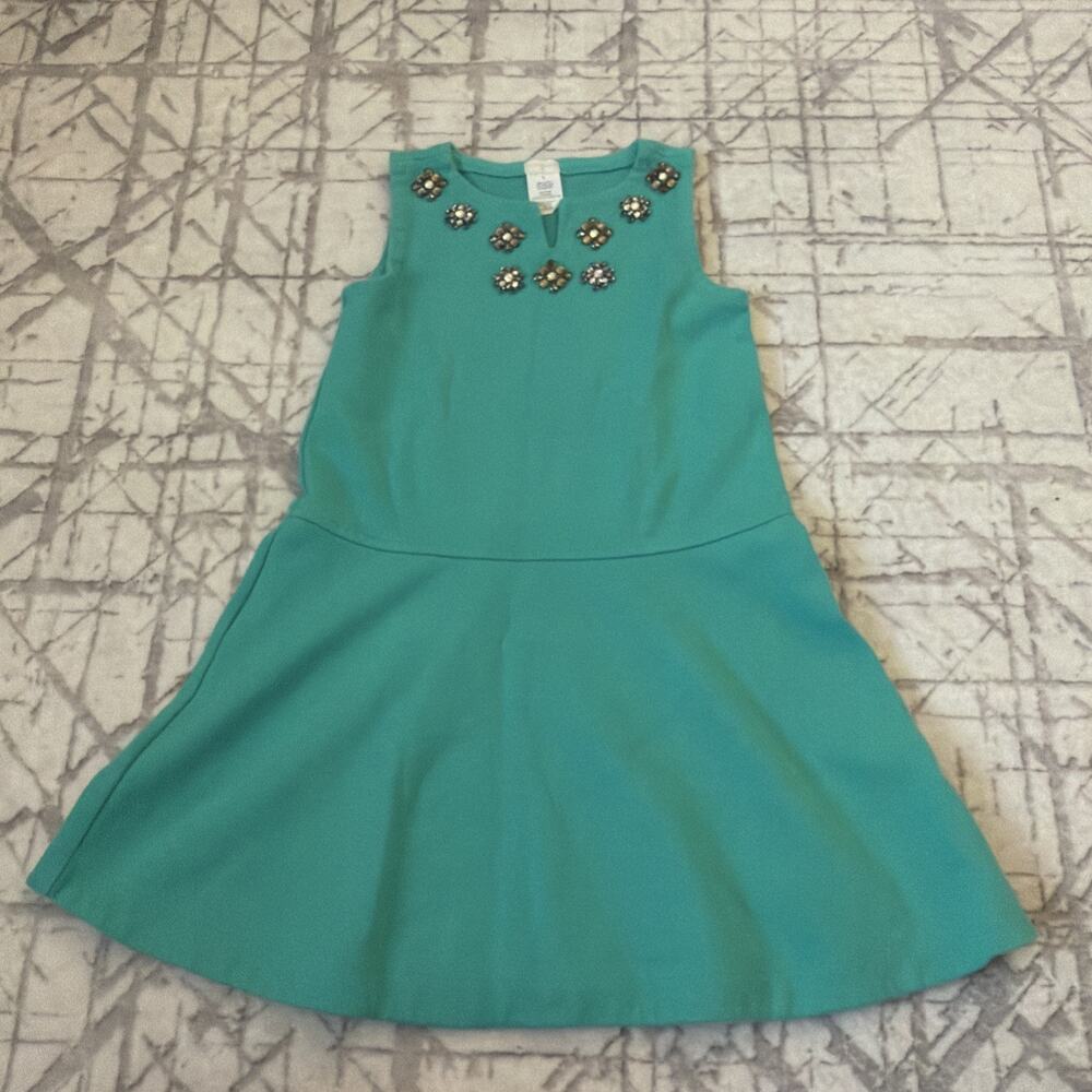 Crewcuts Outlet Girls Green Embellished Neckline‎ Dress Size 6